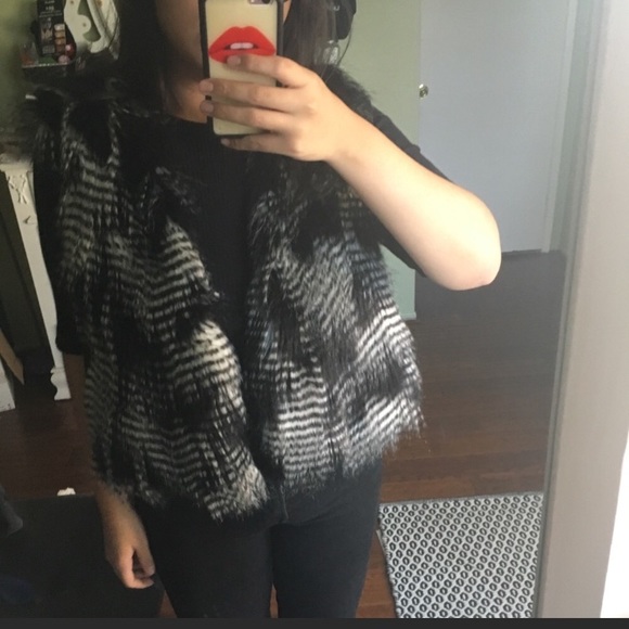 Jackets & Blazers - Black and White Fur Vest